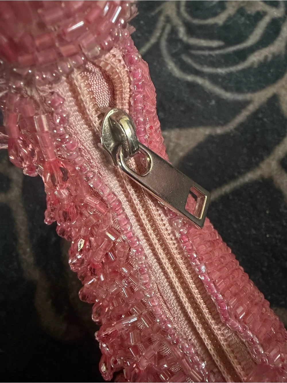 Pink Tweed Beaded Shoulder Bag - Made in India